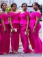Long Mermaid FuchsiaOff the Shoulder Bridesmaid Dresses 902311 Long Mermaid FuchsiaOff the Shoulder Bridesmaid Dresses 902311