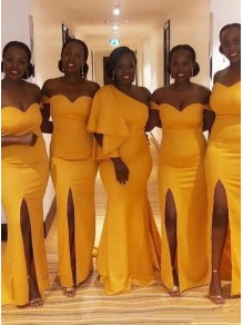 Long Yellow Mermaid Floor Length Bridesmaid Dresses 902312 Long Yellow Mermaid Floor Length Bridesmaid Dresses 902312