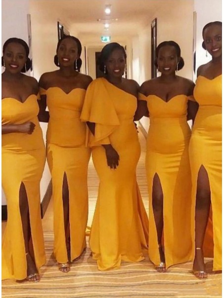 Long Yellow Mermaid Floor Length Bridesmaid Dresses 902312 Long Yellow Mermaid Floor Length Bridesmaid Dresses 902312