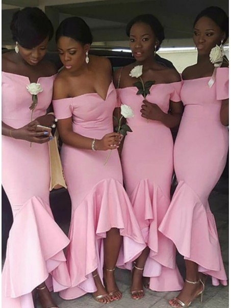 Mermaid Long Pink off the Shoulder Bridesmaid Dresses 902320 Mermaid Long Pink off the Shoulder Bridesmaid Dresses 902320