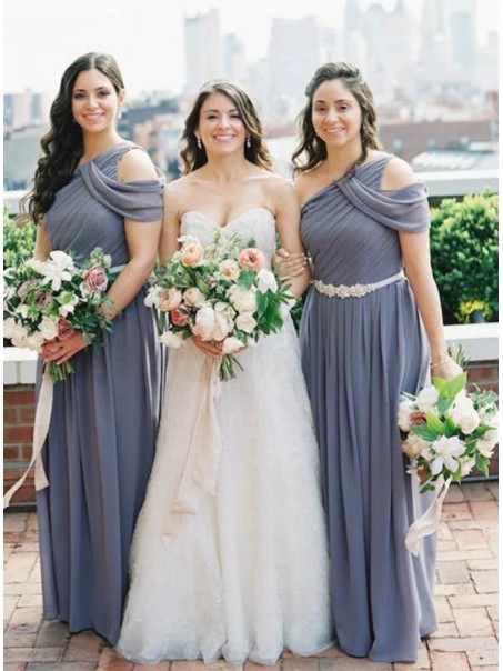 Long Chiffon One Shoulder Bridesmaid Dresses 902328