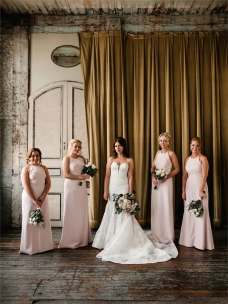 Long Pink Sheath/Column Floor Length Bridesmaid Dresses 902333