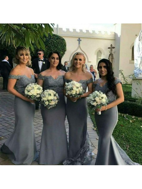 Long Mermaid Lace Off the Shoulder Bridesmaid Dresses 902334