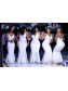 Long White Mermaid Spaghetti Straps Bridesmaid Dresses 902337