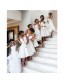 Short White Spaghetti Straps Beaded Bridesmaid Dresses 902345
