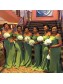 Long Green Mermaid Off the Shoulder Floor Length Bridesmaid Dresses 902348