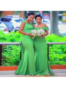 Long Green Mermaid Off the Shoulder Floor Length Bridesmaid Dresses 902348 Long Green Mermaid Off the Shoulder Floor Length Bridesmaid Dresses 902348