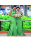 Long Green Mermaid Off the Shoulder Floor Length Bridesmaid Dresses 902348