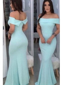 Long Blue Mermaid Off the Shoulder Bridesmaid Dresses 902351 Long Blue Mermaid Off the Shoulder Bridesmaid Dresses 902351