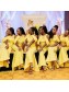 Long Yellow Mermaid Beaded Lace Bridesmaid Dresses 902354