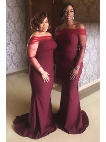 Long Mermaid Off the Shoulder Bridesmaid Dresses with Sleeves 902355 Long Mermaid Off the Shoulder Bridesmaid Dresses with Sleeves 902355