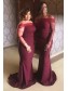 Long Mermaid Off the Shoulder Bridesmaid Dresses with Sleeves 902355