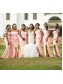 Long Pink Mermaid Off the Shoulder Bridesmaid Dresses 902356