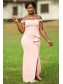 Long Pink Mermaid Off the Shoulder Bridesmaid Dresses 902356