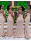 Long Pink Mermaid V Neck Bridesmaid Dresses 902359