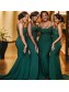 Long Green Mermaid Spaghetti Straps Bridesmaid Dresses 902360