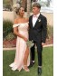 Long Pink Off the Shoulder Chiffon Bridesmaid Dresses 902366