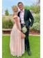 Long Pink Off the Shoulder Chiffon Bridesmaid Dresses 902366