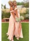Long Pink Off the Shoulder Chiffon Bridesmaid Dresses 902366
