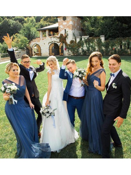 Long Tulle Floor Length Bridesmaid Dresses 902371