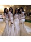Long Mermaid Two Pieces White Lace Bridesmaid Dresses with Sleeves 902372