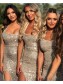 Long Silver Sequin Floor Length Bridesmaid Dresses 902373