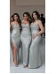 Long Silver Sequin Floor Length Bridesmaid Dresses 902373