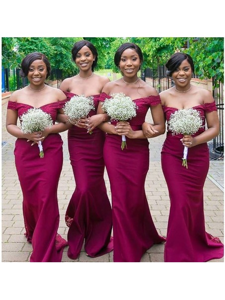 Long Mermaid Lace Off the Shoulder Bridesmaid Dresses 902374