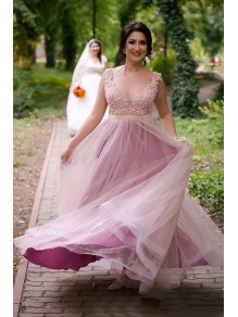 A-Line Lace and Tulle Long Bridesmaid Dresses 902378 A-Line Lace and Tulle Long Bridesmaid Dresses 902378