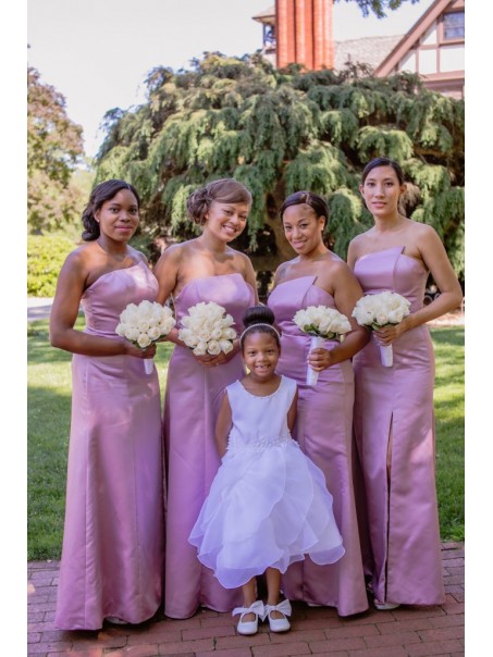 Long Lilac Strapless Floor Length Bridesmaid Dresses 902379