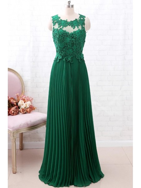 Long Green Lace and Chiffon Floor Length Bridesmaid Dresses 902380