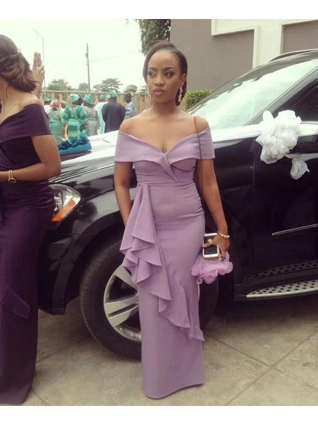 Long Off the Shoulder Bridesmaid Dresses 902385