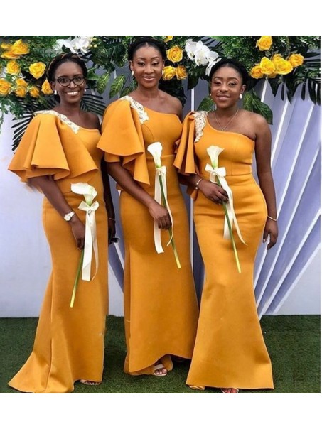 Long Mermaid One Shoulder Bridesmaid Dresses 902386