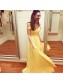 Long Yellow Off the Shoulder Chiffon Bridesmaid Dresses 902387