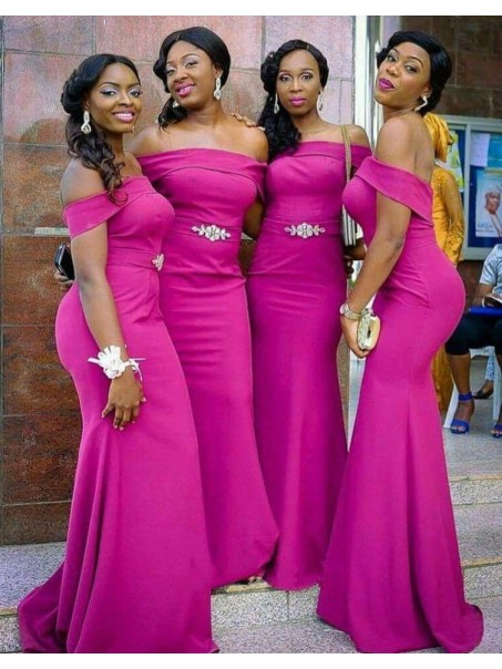 Long Mermaid Off the Shoulder Bridesmaid Dresses 902391