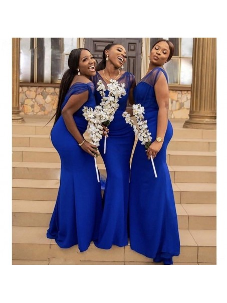 Long Royal Blue Mermaid Bridesmaid Dresses 902393