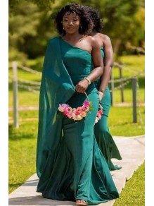 Long Green Mermaid One Shoulder Bridesmaid Dresses 902399 Long Green Mermaid One Shoulder Bridesmaid Dresses 902399