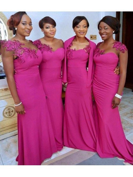 Long Fuchsia Mermaid Bridesmaid Dresses 902406 Long Fuchsia Mermaid Bridesmaid Dresses 902406