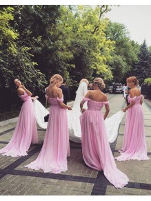 Long Pink Chiffon Bridesmaid Dresses 902409