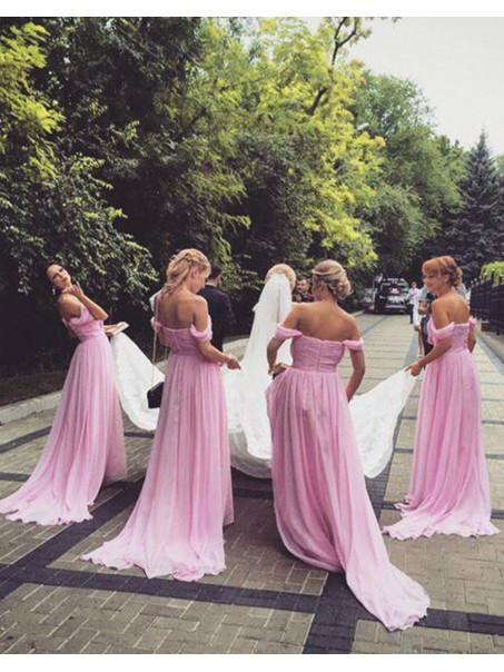Long Pink Chiffon Bridesmaid Dresses 902409 Long Pink Chiffon Bridesmaid Dresses 902409