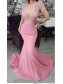 Long Pink Lace Mermaid Bridesmaid Dresses 902410