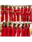Long Red One Shoulder Bridesmaid Dresses 902411