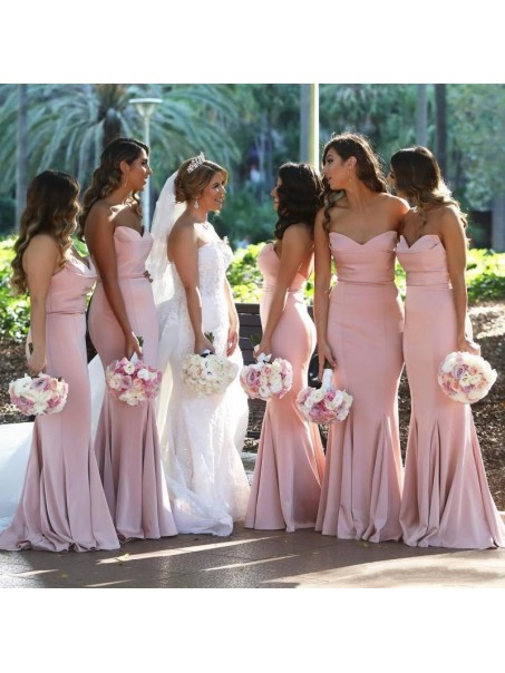 Long Pink Mermaid Sweetheart Bridesmaid Dresses 902413 Long Pink Mermaid Sweetheart Bridesmaid Dresses 902413
