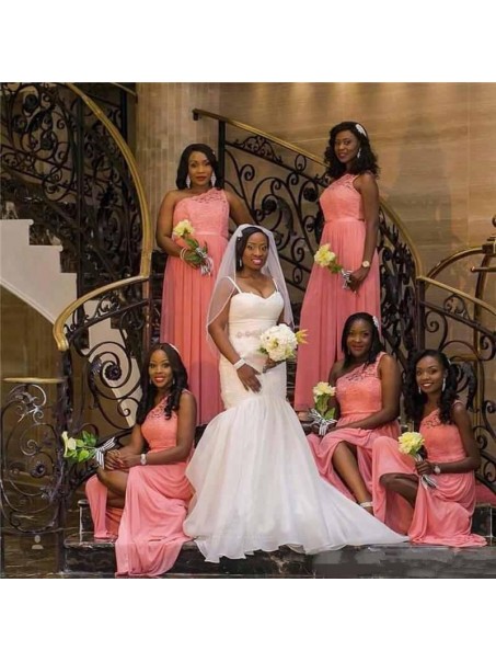 Long Chiffon and Lace One Shoulder Bridesmaid Dresses 902414 Long Chiffon and Lace One Shoulder Bridesmaid Dresses 902414