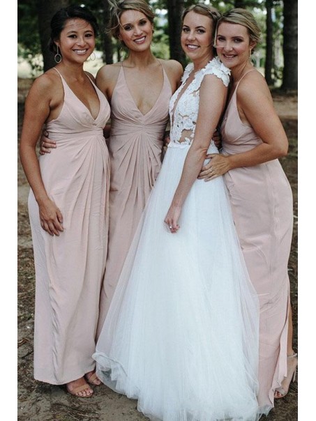 Sheath/Column V Neck Long Bridesmaid Dresses 902417 Sheath/Column V Neck Long Bridesmaid Dresses 902417