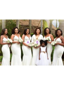 Long White Mermaid Bridesmaid Dresses 902419