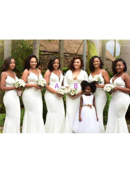 Long White Mermaid Bridesmaid Dresses 902419 Long White Mermaid Bridesmaid Dresses 902419