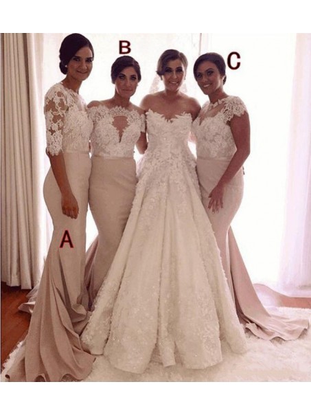 Long Mermaid Lace Bridesmaid Dresses with Sleeves 902423 Long Mermaid Lace Bridesmaid Dresses with Sleeves 902423