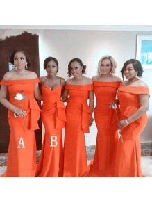 Long Mermaid Off the Shoulder Floor Length Bridesmaid Dresses 902425