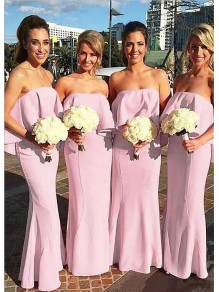 Long Lilac Strapless Chiffon Bridesmaid Dresses 902427